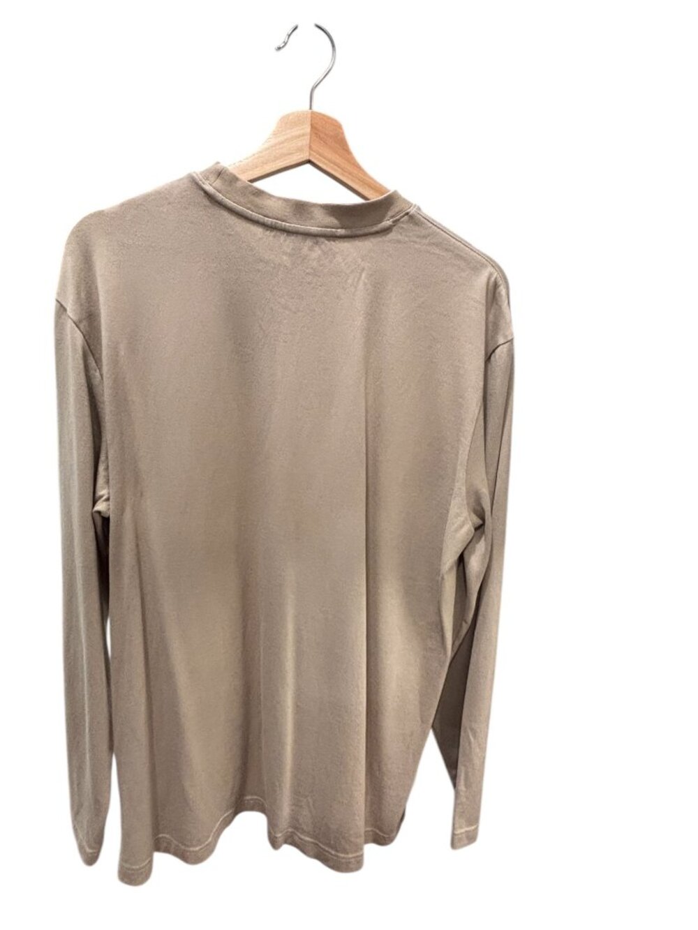 Robert Barakett Mens L Pima Cotton Long Sleeve Tee Beige Luxury Soft Casual - Picture 3 of 8